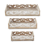 Lg Wood Scrolled Tray