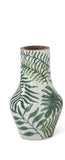Lg Enameled Tropical Leaf Vase