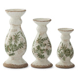 12.5" Green & Cream Candleholder