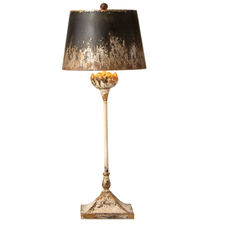 Distressed Ivory and Black Buffet Lamp