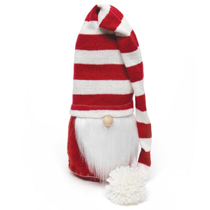 11" Red and White Long Striped Hat Gnome